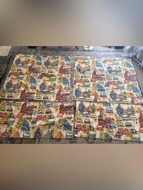 Vintage Handmade Children’s Cityscape Curtain Panels Set of 4